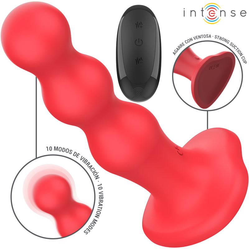 Vibrador Intense con Ventosa y Control Remoto Rojo