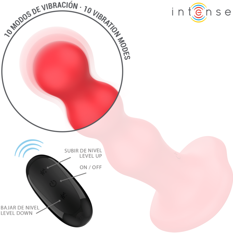 Vibrador Intense con Ventosa y Control Remoto Rojo