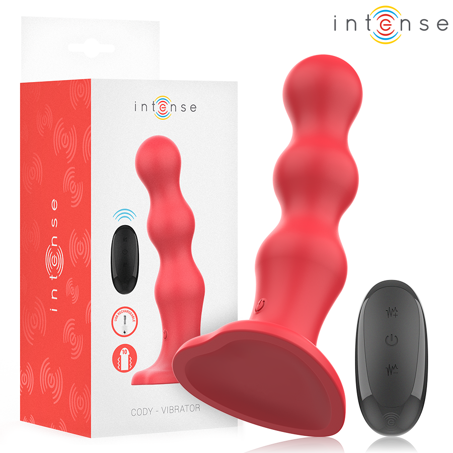 Vibrador Intense con Ventosa y Control Remoto Rojo