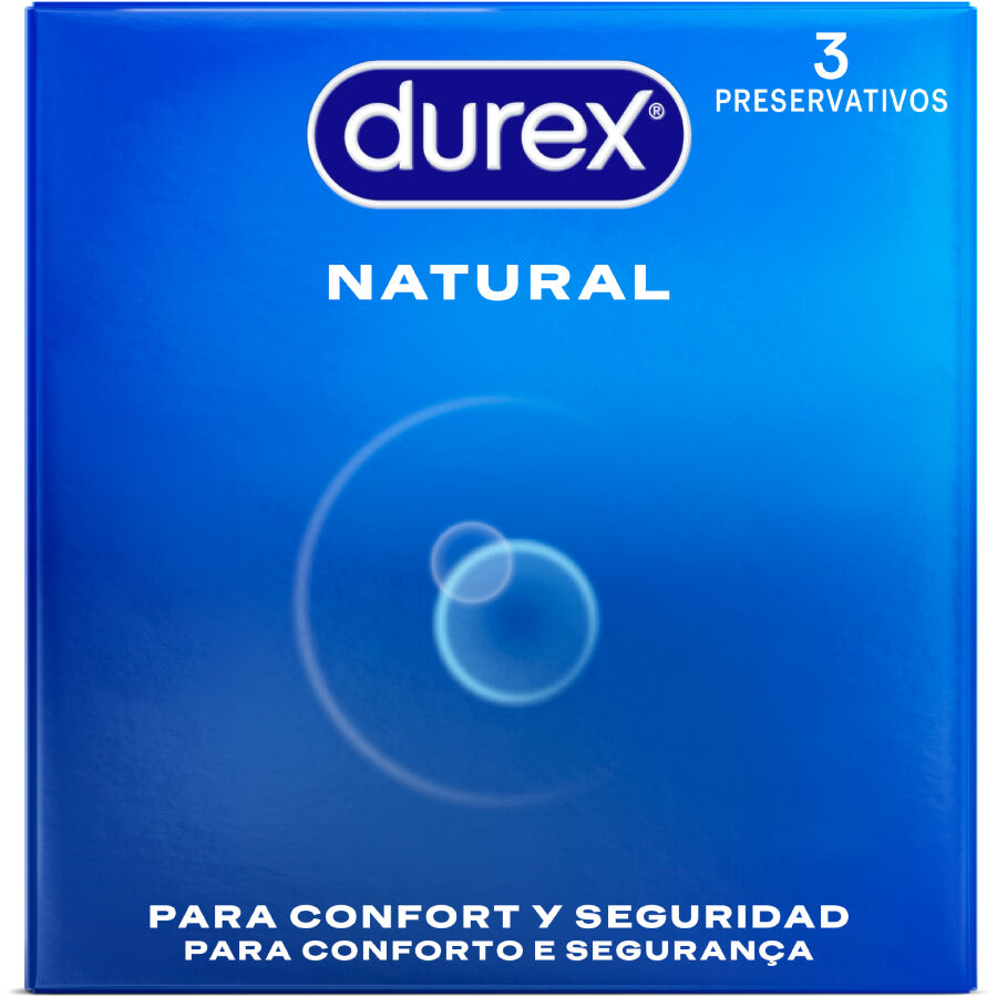 Durex Natural Condoms 3 Unidades - Preservativos de Látex Natural
