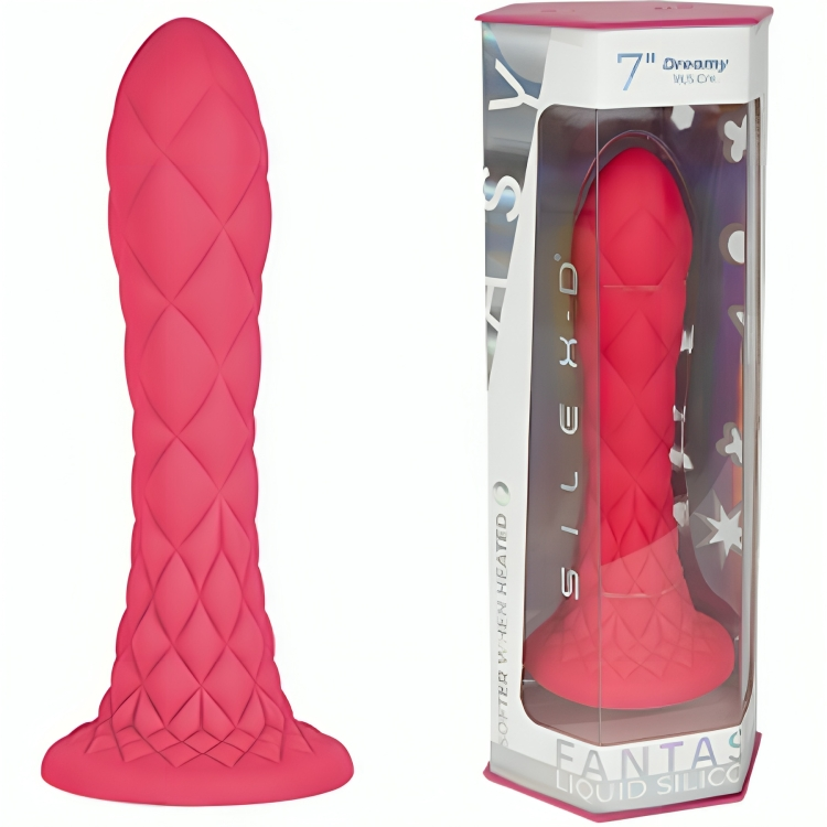 Silexd Dreamy Dildo Fantasy Silicona Líquida Termorreactiva Fucsia 18.5 cm