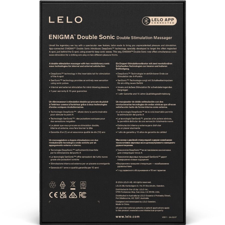 LELO Enigma Double Sonic Vibrator Point G Black