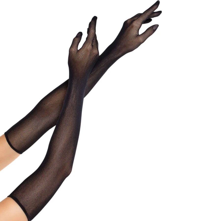 Guantes Opera Fishnet Negro con Pedrería - Leg Avenue
