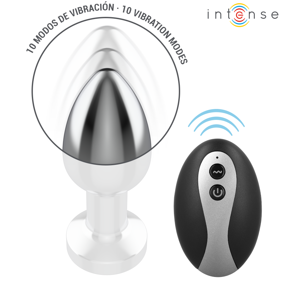 Intense Vibrating Metal Anal Plug S - Control Remoto y Luces LED