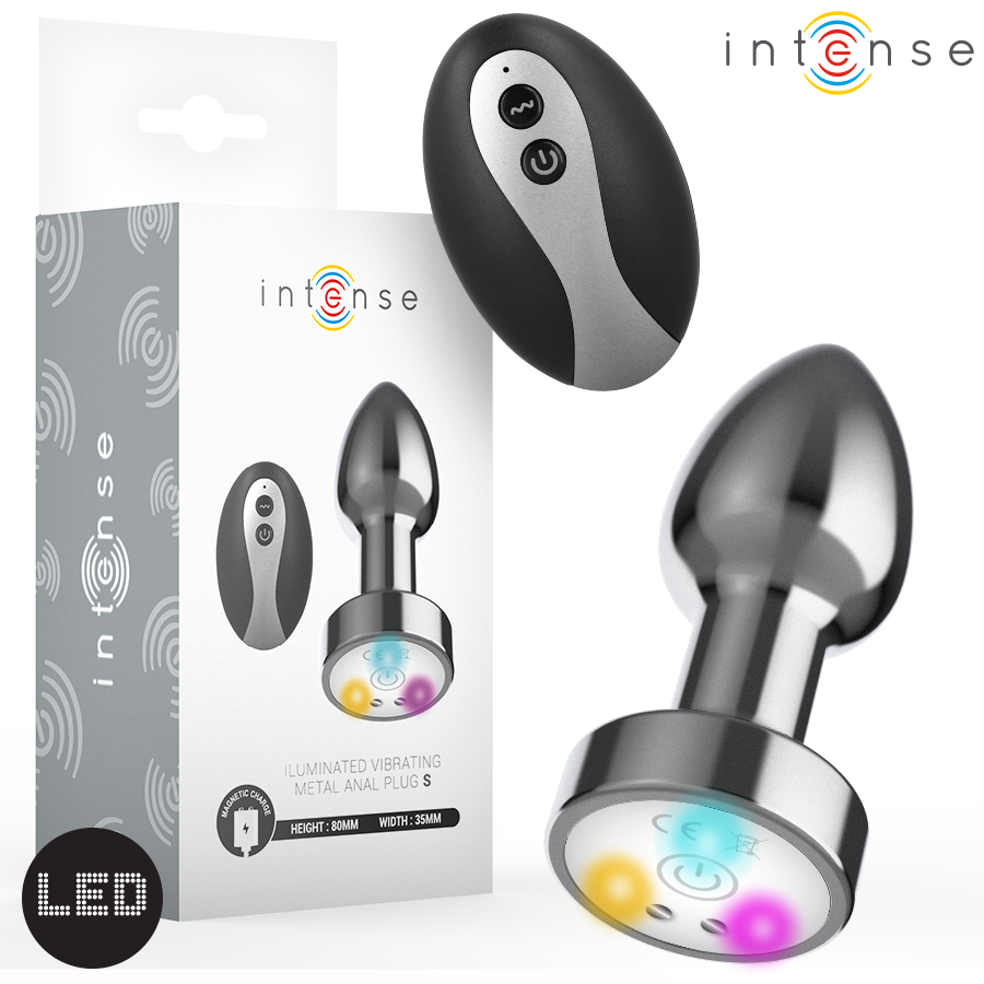 Intense Vibrating Metal Anal Plug S - Control Remoto y Luces LED