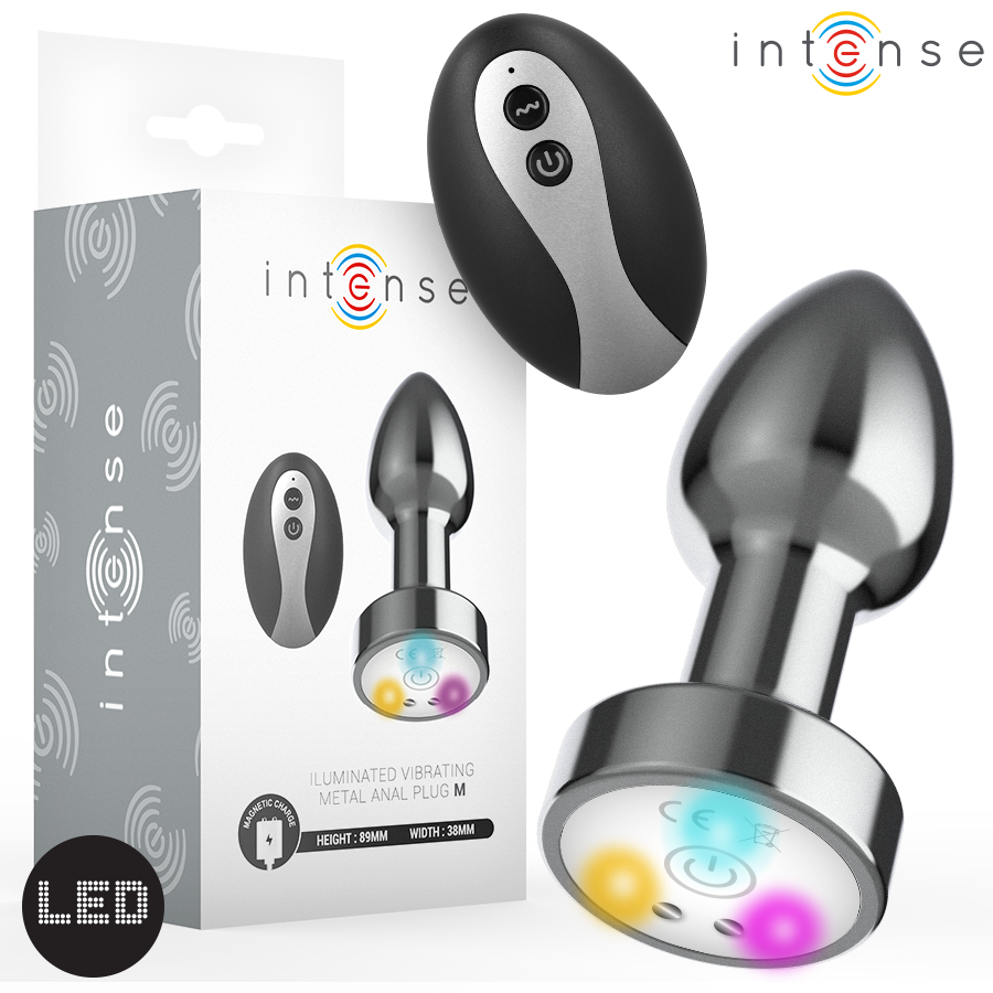 Intense Vibrating Metal Anal Plug M con LED y Control Remoto