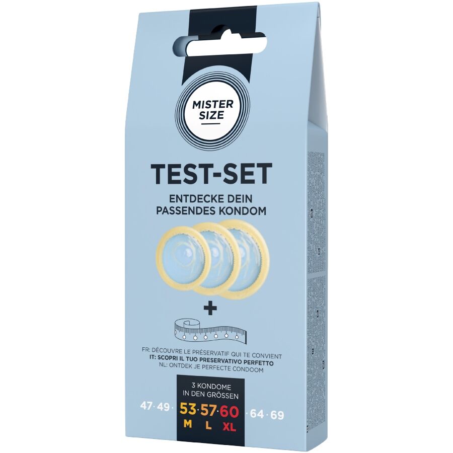 Mister Size Test Set - Kit de 3 Condones de Diferentes Tamaños + Cinta Métrica