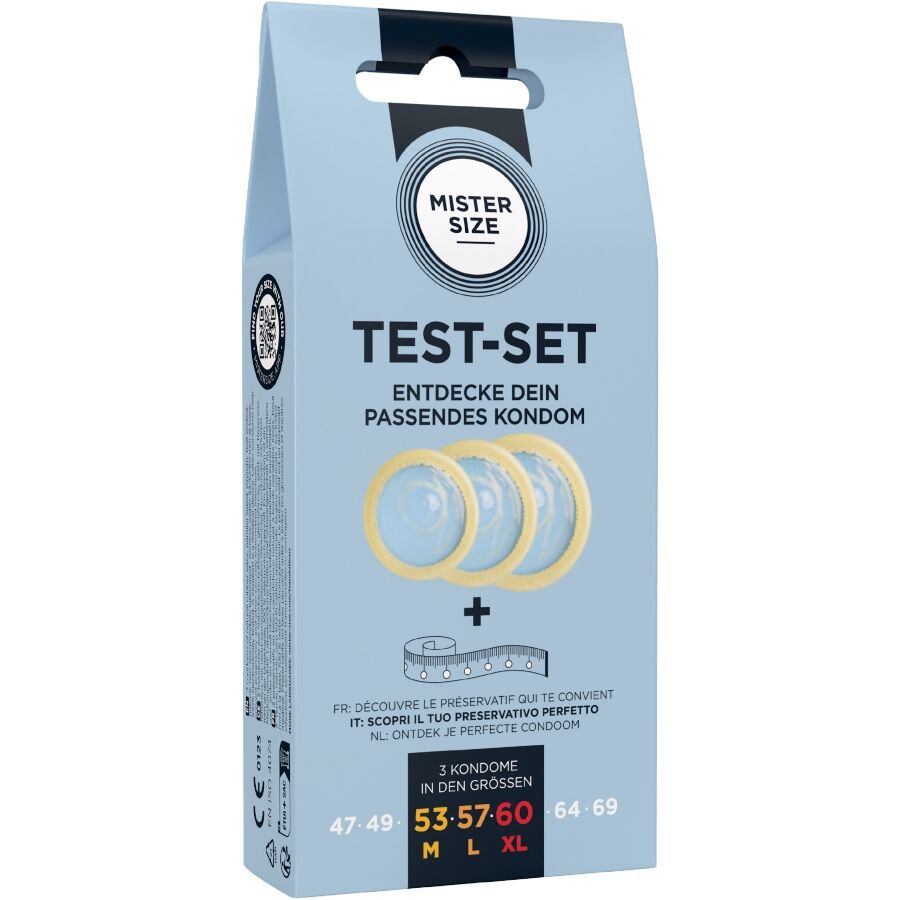 Mister Size Test Set - Kit de 3 Condones de Diferentes Tamaños + Cinta Métrica