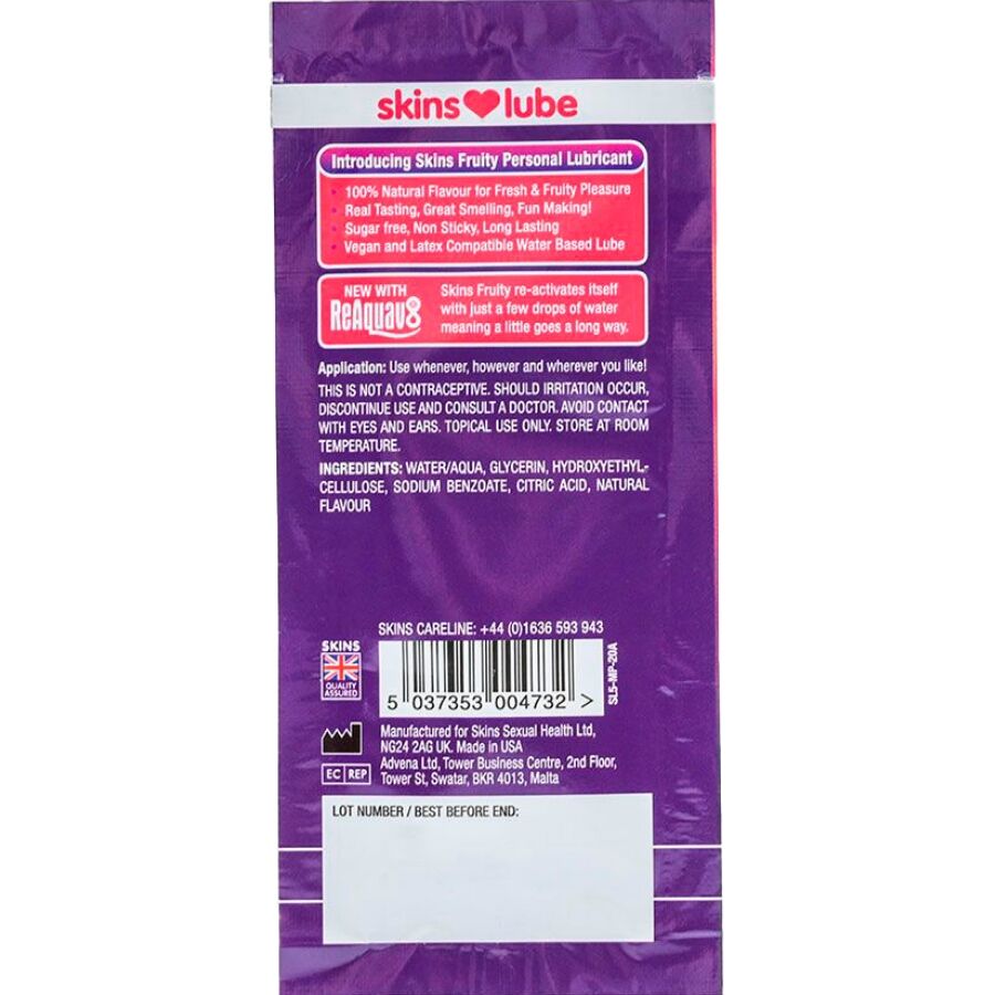 SKINS Lubricante Frutal Mango y Passion Fruit 5ml - Monodosis