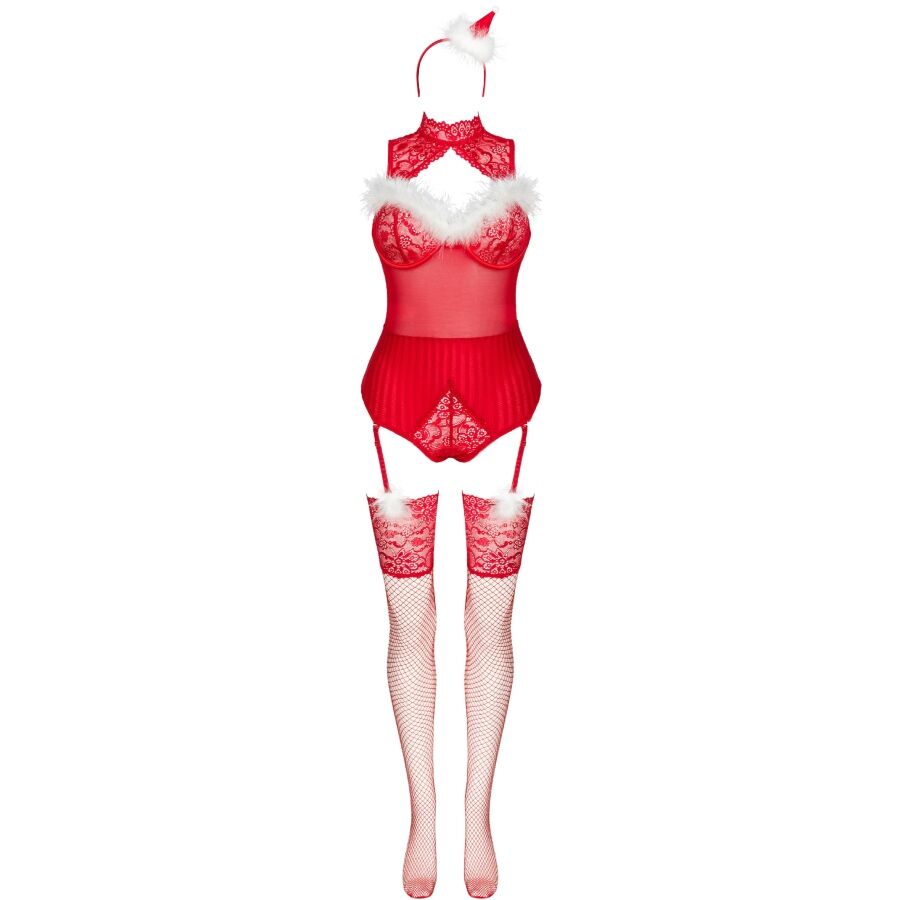 Livco Corsetti Limpid Snowflakes - Body + Medias + Diadema Navideña L/XL