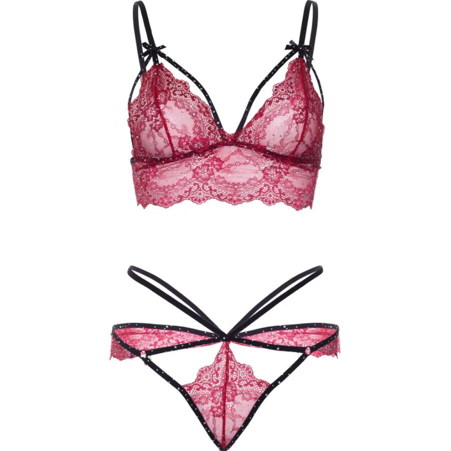 Leg Avenue Ready Or Not Rhinestone Bralette Set Burgundy Talla M