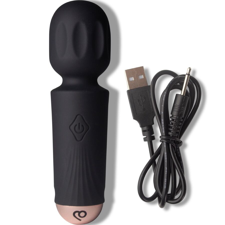 Rocks-Off Mini Rechargeable Wand 16 Functions Black Tulip