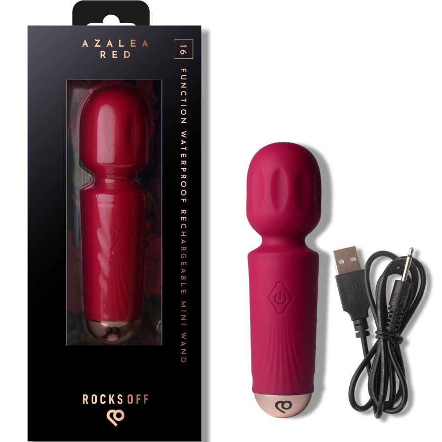 Rocks-Off Mini Wand Recargable 16 Funciones Azalea Red