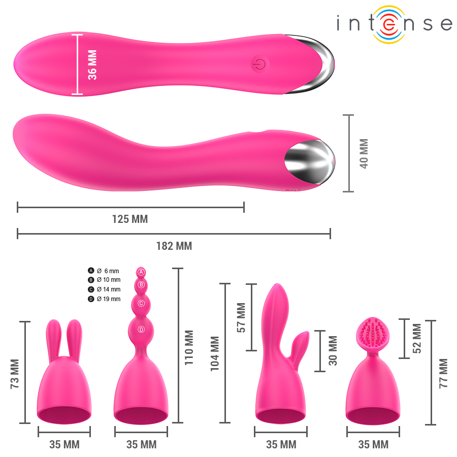 Vibrador Intense Cher con 20 Patrones y Cabezales Intercambiables