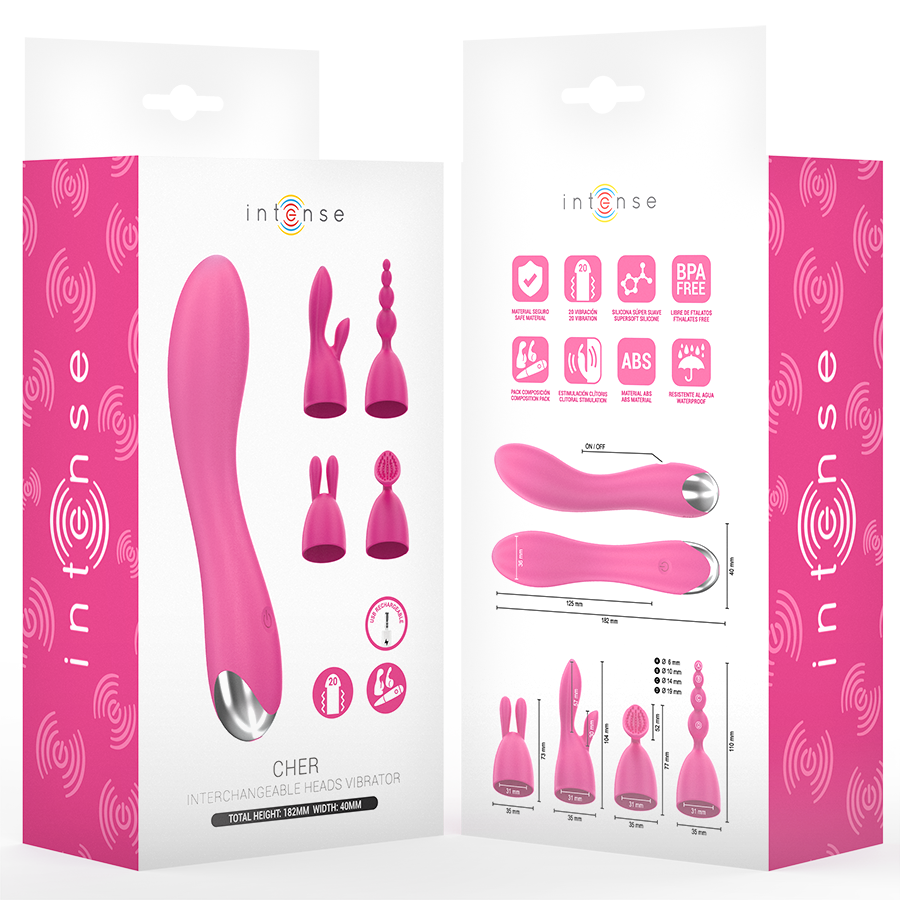 Vibrador Intense Cher con 20 Patrones y Cabezales Intercambiables