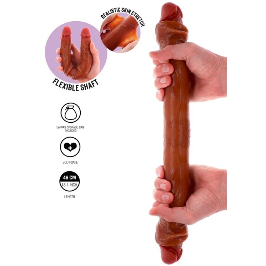 Get Real Double-Ended Silicone Dildo Caramel 46 cm