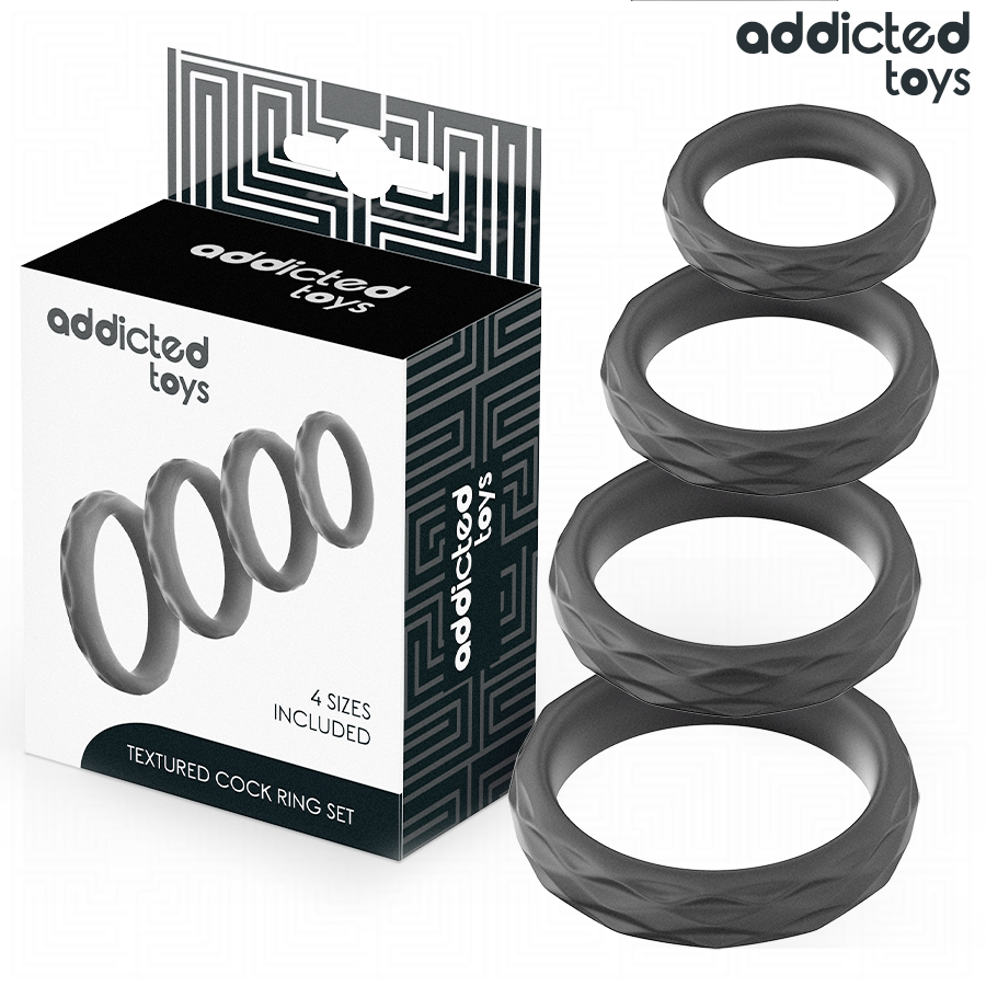 Set de 4 Anillos Penianos Texturizados ADDICTED TOYS