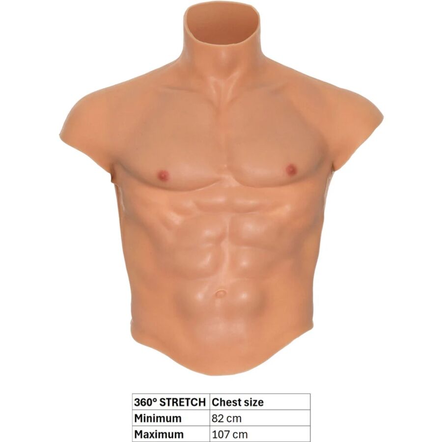 Hidden Desire Alter Ego Silicone Male Torso Shirt with Abs Flesh