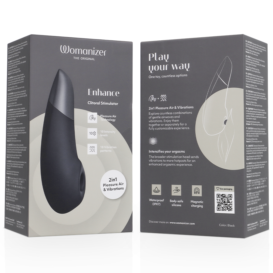Womanizer Enhance Estimulador Clitoridiano Negro - Tecnología Pleasure Air™