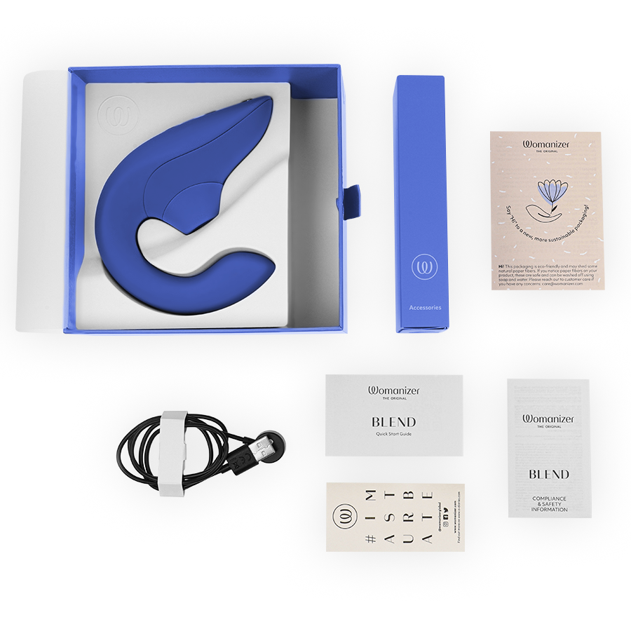 Womanizer Blend Rabbit Vibrador Dual Estimulación Pleasure Air Azul