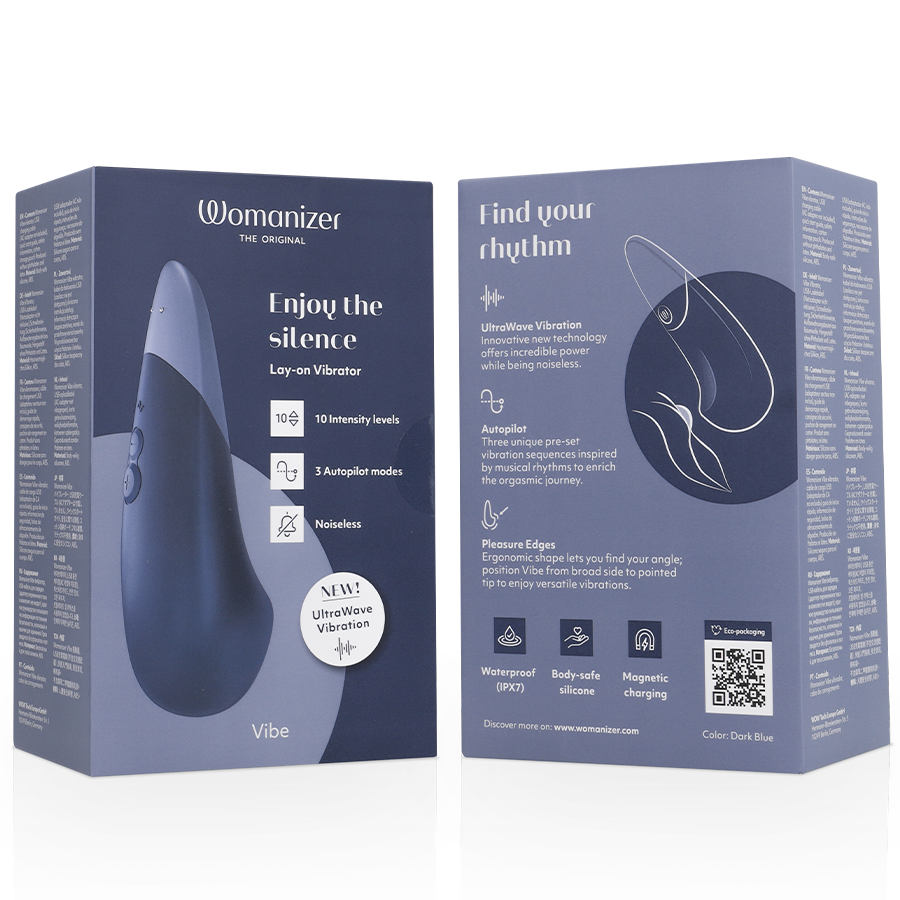 Womanizer Vibe Lay-On Silent Vibrator Azul Oscuro