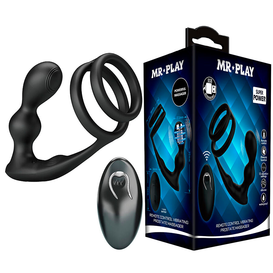 Mr Play - Plug Anal Vibrador con Anillo Peneano y Control Remoto