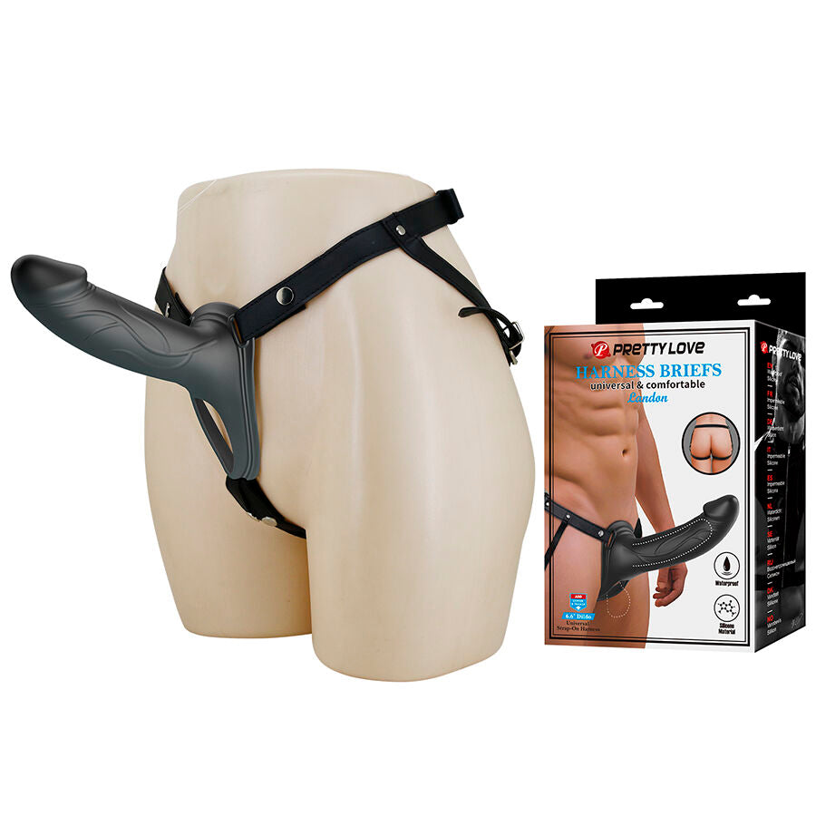 Pretty Love Landon Black Vibrating Strap-On