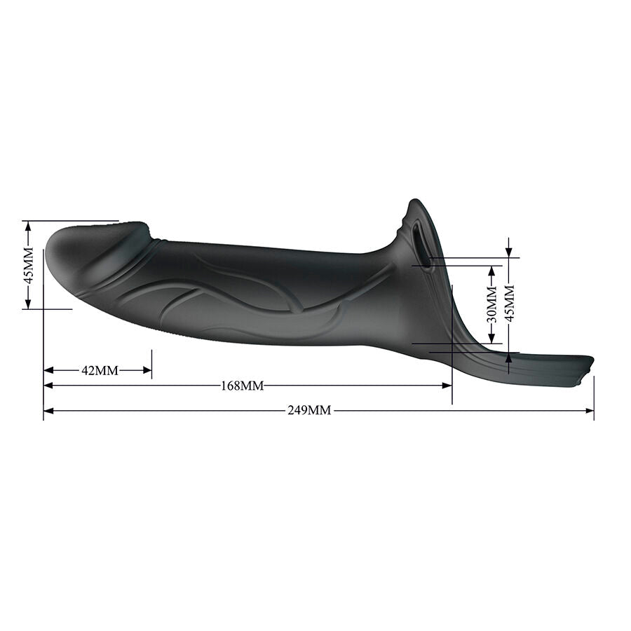 Pretty Love Landon Black Vibrating Strap-On