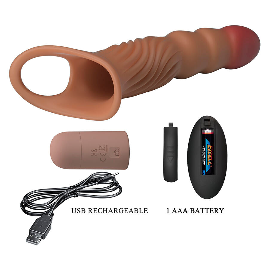 Pretty Love Textured Penis Sleeve con Vibración y Control Remoto