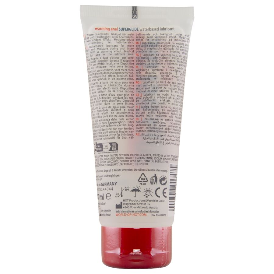 Hot Anal Superglide Warming Liquid Pleasure Lubricante Base Agua 100 ml