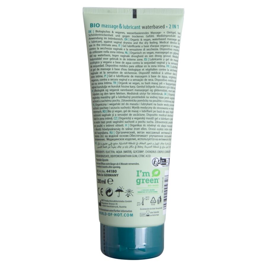 Hot Bio Massage & Lubricant Waterbased 2 en 1 200 ml