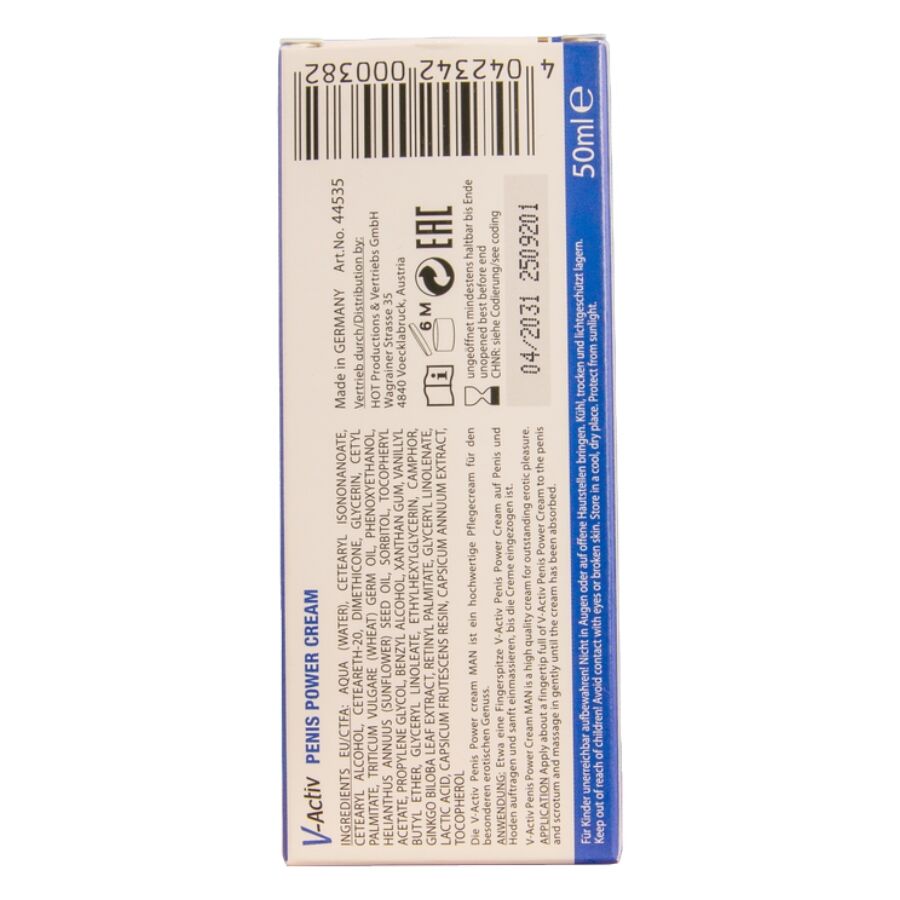 Hot V-Activ Penis Power Cream - Crema Estimulante para Hombres 50ml