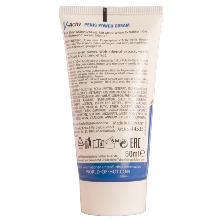 Hot V-Activ Penis Power Cream - Crema Estimulante para Hombres 50ml