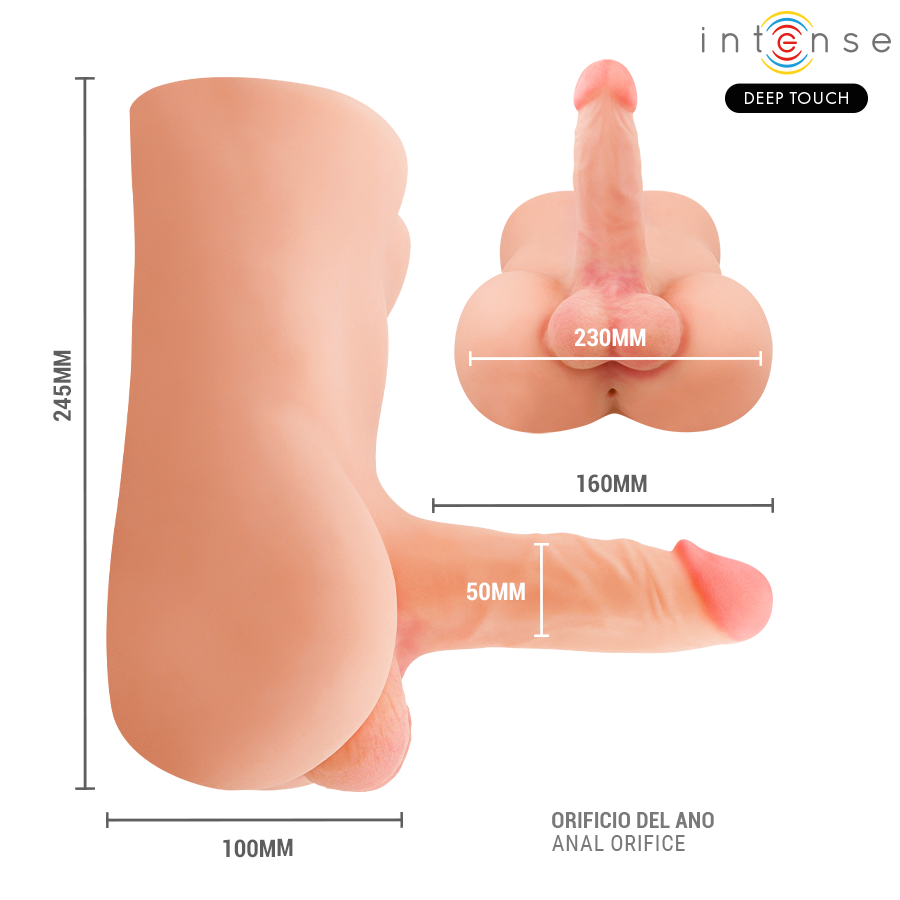 Intense Deep Touch - Torso Realista con Dildo y Control Remoto Vibración