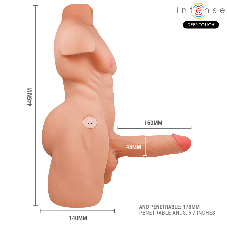 Intense Deep Touch - Torso Realista con Vibración y Control Remoto