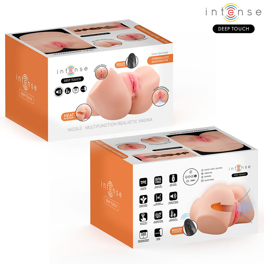 Intense Deep Touch - Masturbador Vaginal con Succión, Calor, Vibración y Efectos de Voz