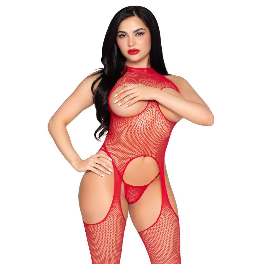 Leg Avenue Bodystocking sin Copas y Tanga Red - Talla Única