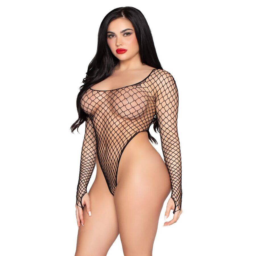 Leg Avenue High-Cut Industrial Net Bodysuit - Diseño Moderno Talla Única