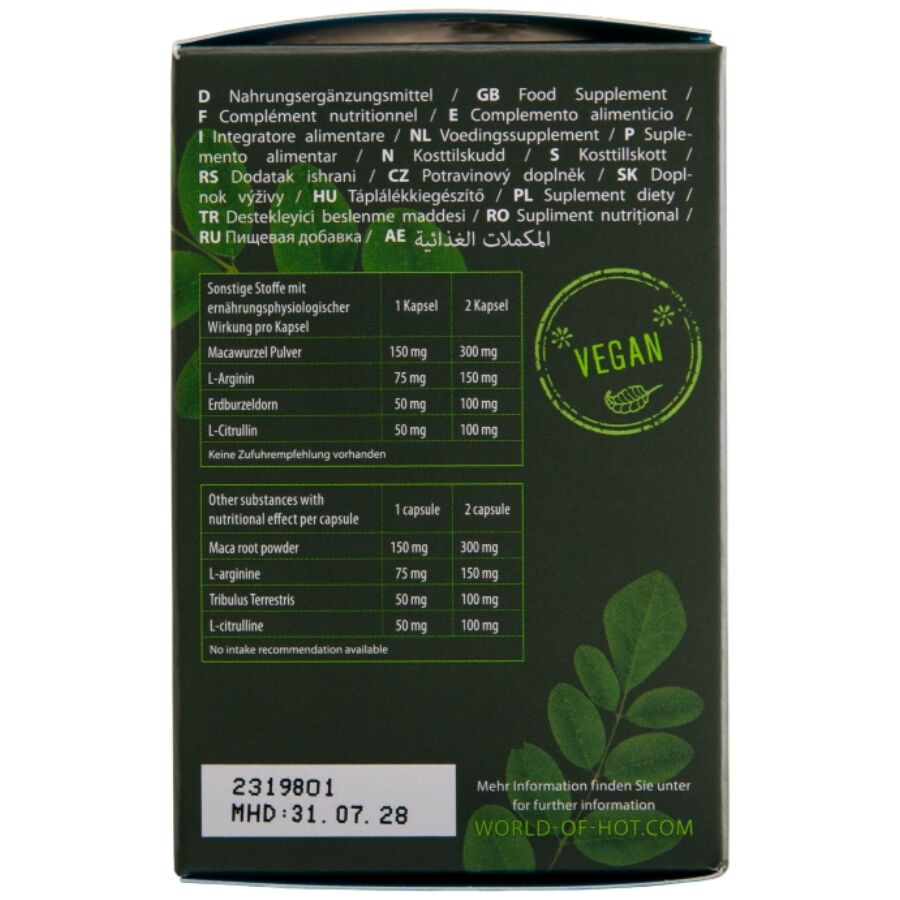 Hot Moringa Men Caps Man 60 Unidades
