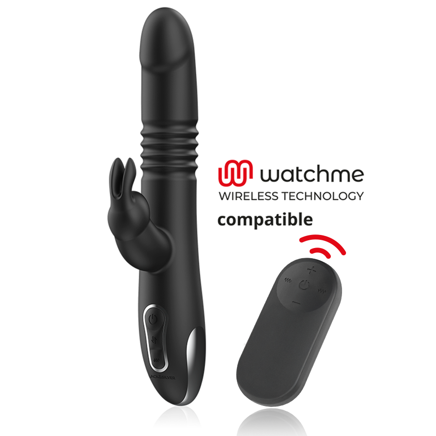 Black&Silver Kenji Up & Down Rabbit Vibrator con Control Remoto WatchMe