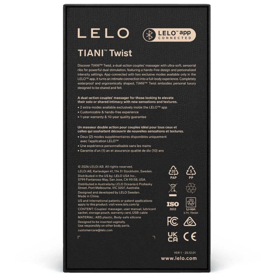 LELO TIANI TWIST - Vibrador para parejas con doble motor y control remoto