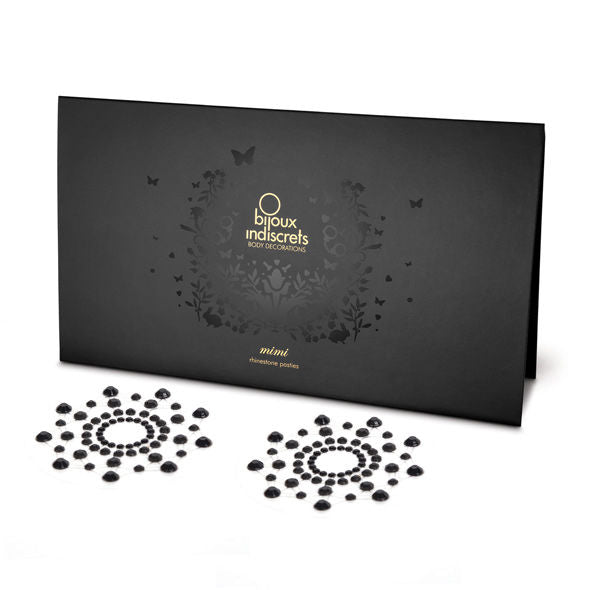 Bijoux Indiscrets Mimi Black - Cubrepezones Adhesivos Brillantes