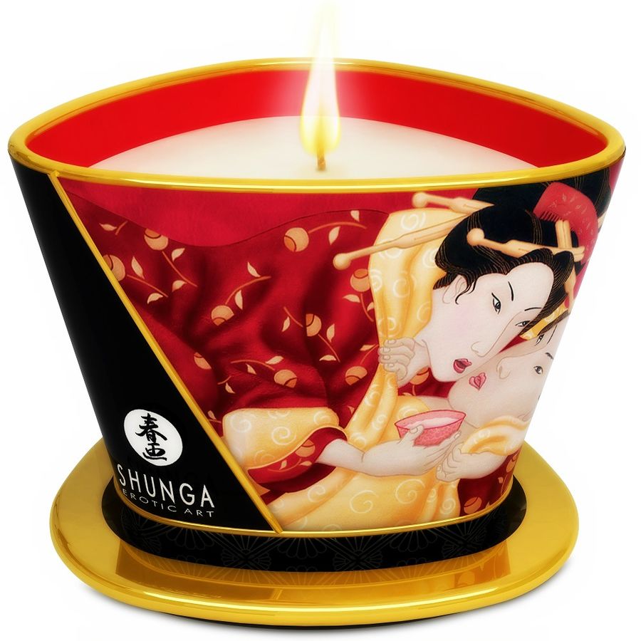 Shunga Mini Caress by Candle Strawberries and Cava - Vela de Masaje 170 ml