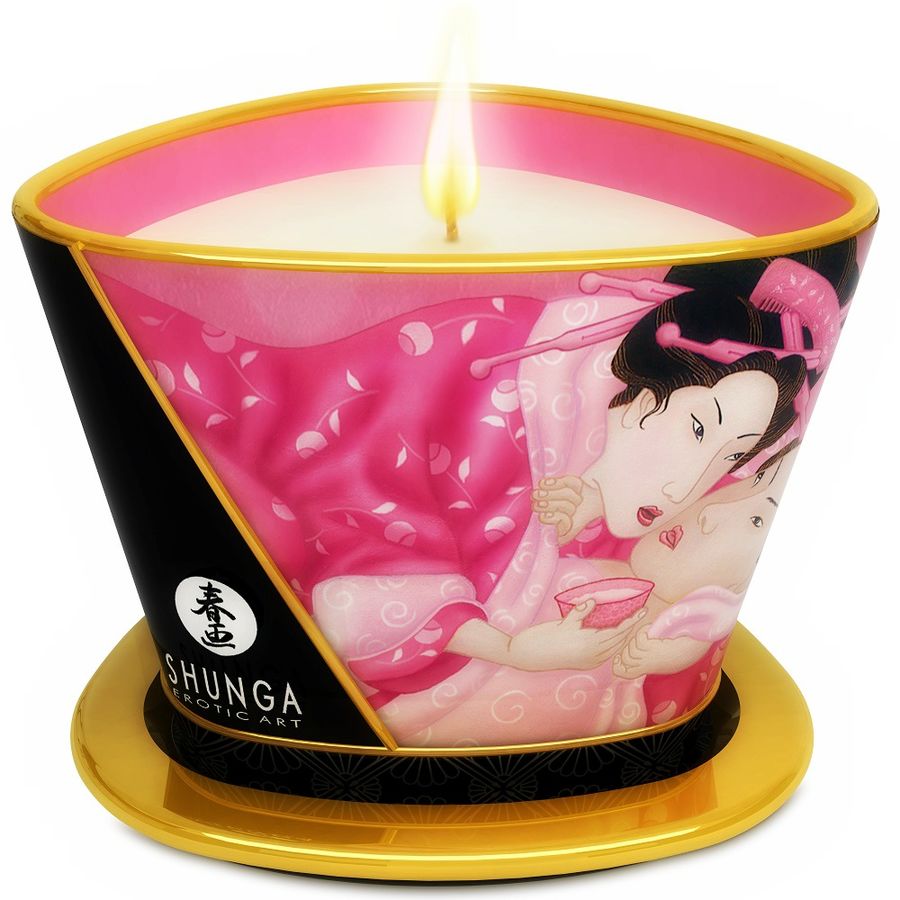 Vela Masaje Afrodisiaca Shunga Mini Caress by Candelight - Rosas 170ml