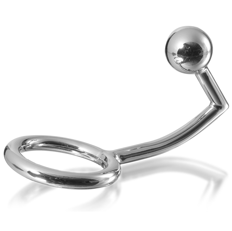 Metal Hard Cock Ring 40mm con Gancho Estimulador Anal