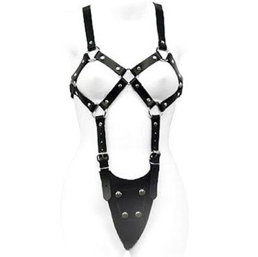 Leather Body Exposed Body - Arnés de Cuero Ajustable para Mujer