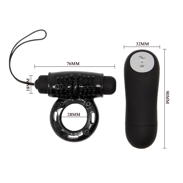 Anillo Vibrador Control Remoto BAILE FOR HIM 20V Negro