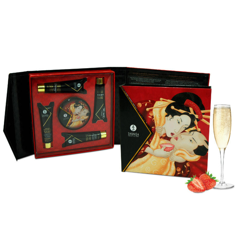 Shunga Secret Geisha Strawberries and Cava Kit - Set de Masaje