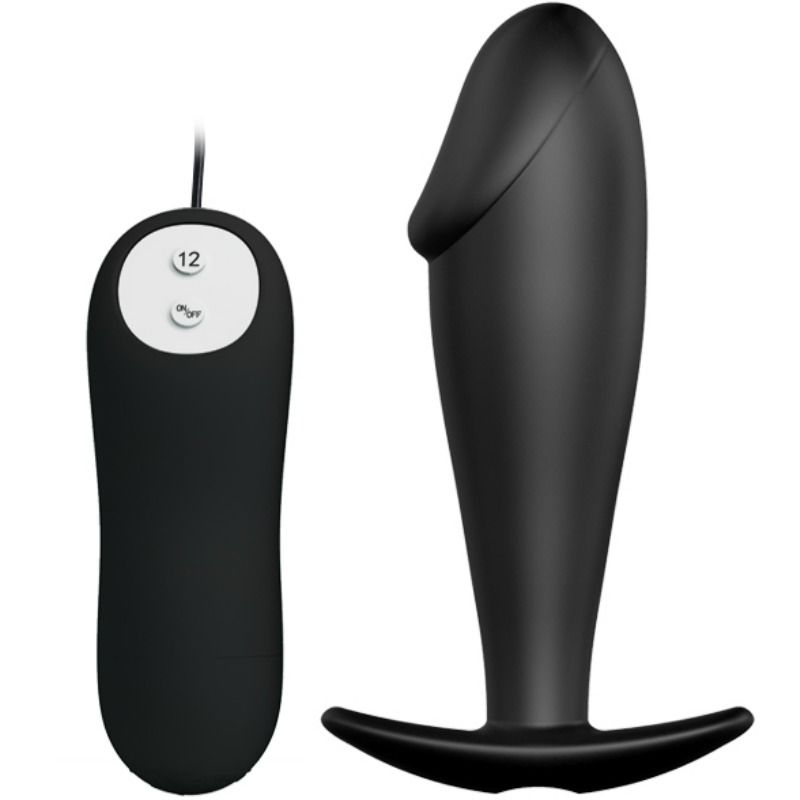 Pretty Love Plug Anal Silicona Forma Pene 12 Vibraciones Negro