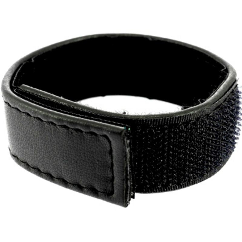 Correa de Cuero Ajustable con Velcro para Pene - Negro